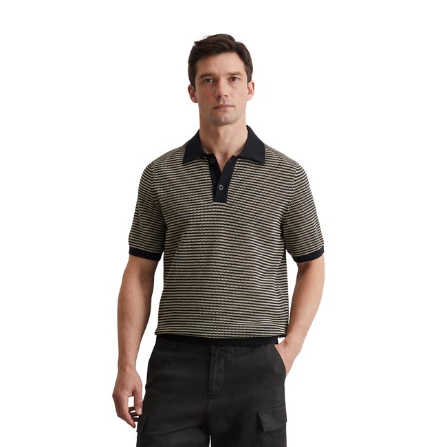 Polo en tricot régulier en mélange de coton et de lin bio - MARC O'POLO