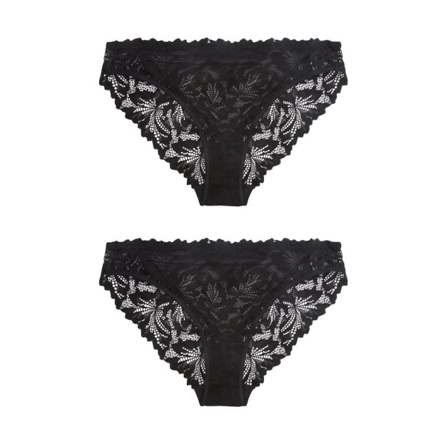 Culotte échancrée en dentelle, lot de 2 noir <span itemprop=