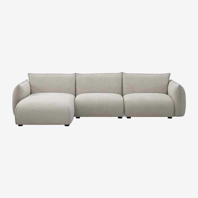 Canapé d'angle gauche en tissu CELESTE Couleur gris clair <span itemprop=