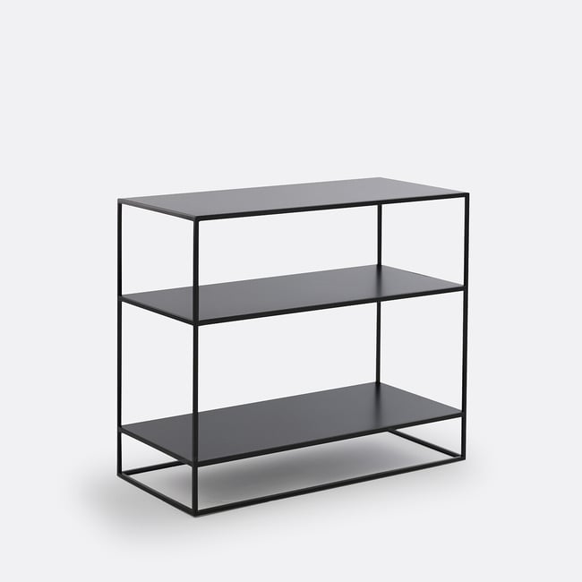 Bibliothèque, dos de canapé, en métal acier, MIVA Couleur noir <span itemprop=