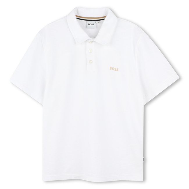Polo en coton coupe ample blanc <span itemprop=