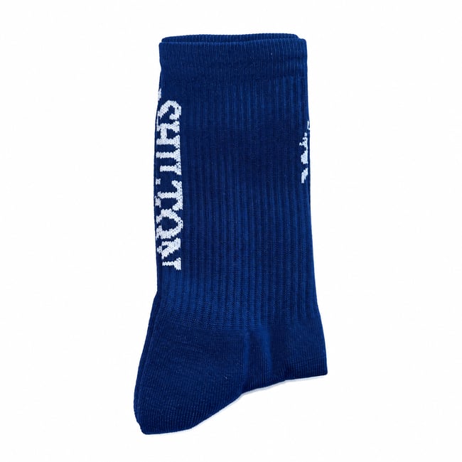 Chaussettes sport hautes navy <span itemprop=