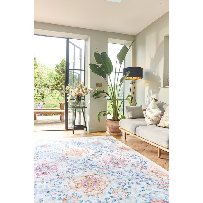 Modern Damask Eco-Washable Rug, multi-coloured, HUG RUG