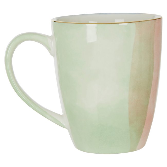 Gold Coated Hand Painted Porcelain Mug, multi-coloured, SO'HOME