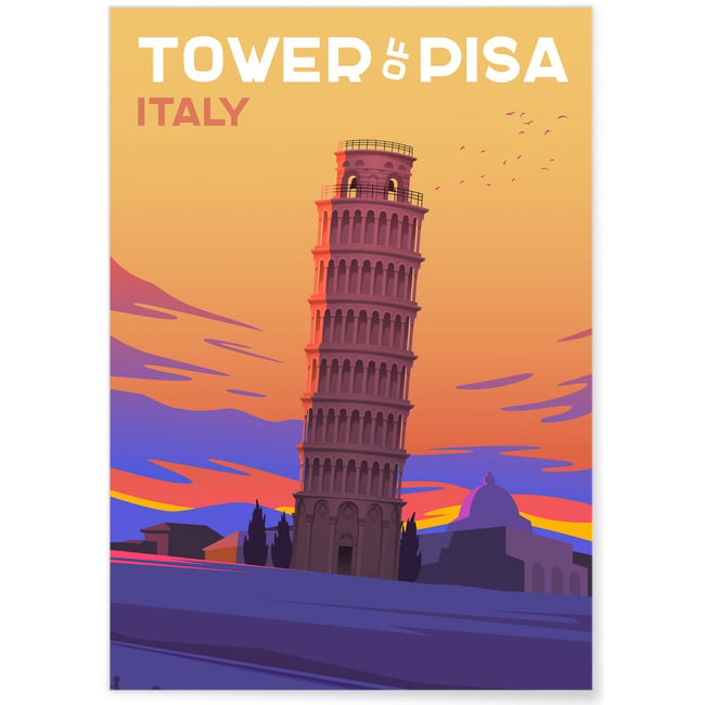 Poster Tour de Pise, Italie Couleur blanc <span itemprop=