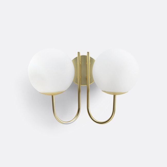 Applique laiton et verre opaline Moricio Couleur blanc <span itemprop=