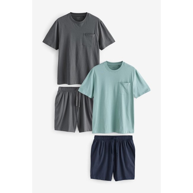 Pyjama short en jersey, lot de 2 gris/vert sauge <span itemprop=