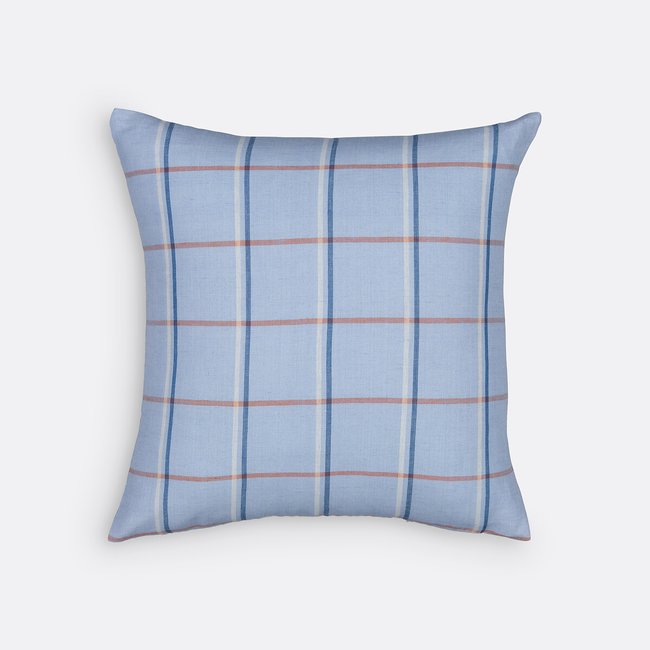 Housse de coussin carreaux 45 x 45 cm, Javik bleu <span itemprop=