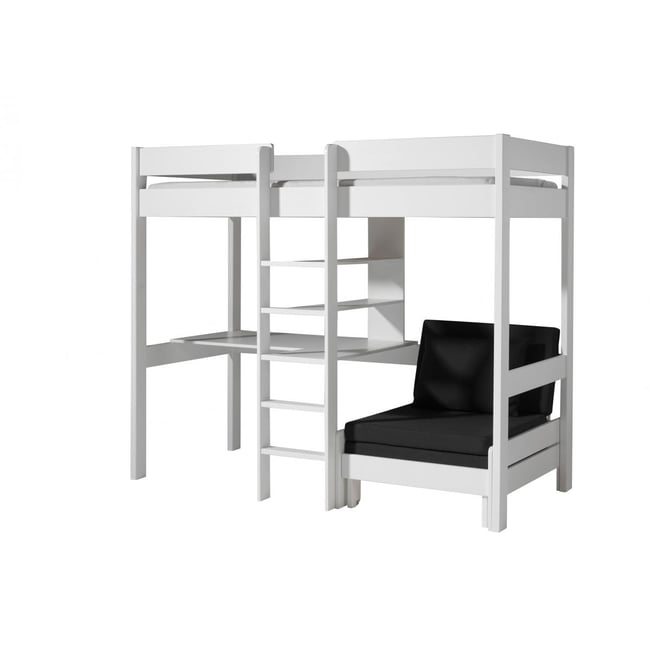 Pino-Combinaison lit Mezzanine Avec Fauteuil Blanc et Un Matelas Basic Cool 10x90x200 - VIPACK