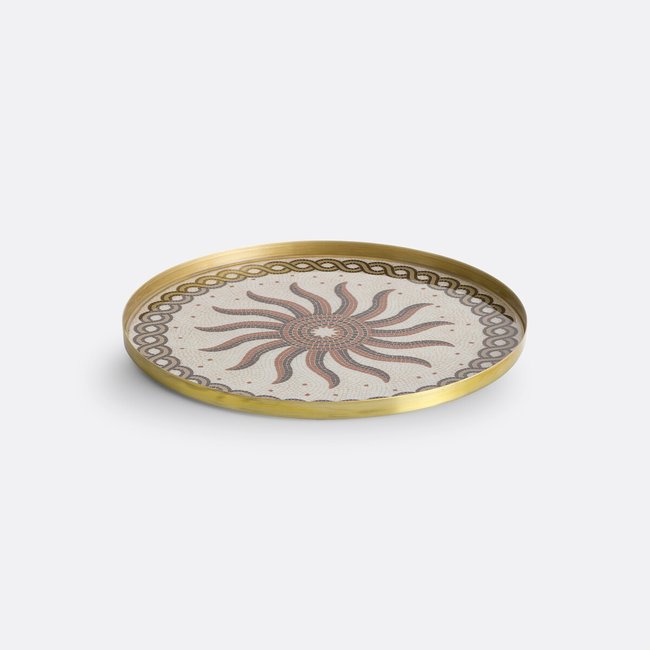 Tabuleiro redondo, em metal, aço, Solaro multicolor <span itemprop=