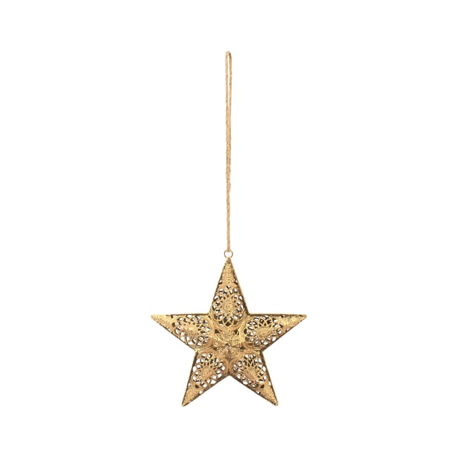 Déco murale métal étoile ajourée 25.5x8cm Couleur or <span itemprop=