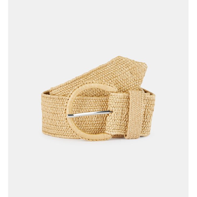 Ceinture large paz tressée effet enduit beige clair <span itemprop=