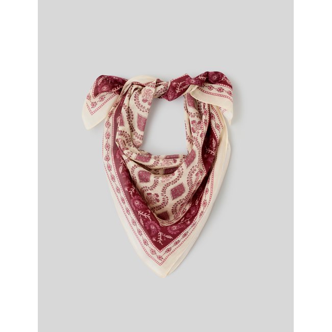 Foulard carré imprimé rose <span itemprop=