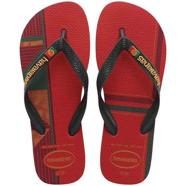 Chinelos Hav. Nações Portugal vermelho/verde <span itemprop=