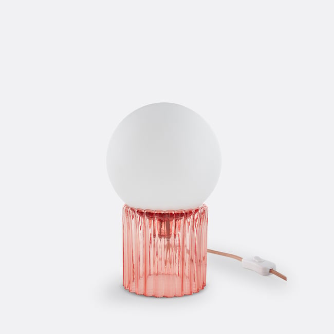 Tafellamp, gekleurd geribbeld glas en opaline - LA REDOUTE INTERIEURS