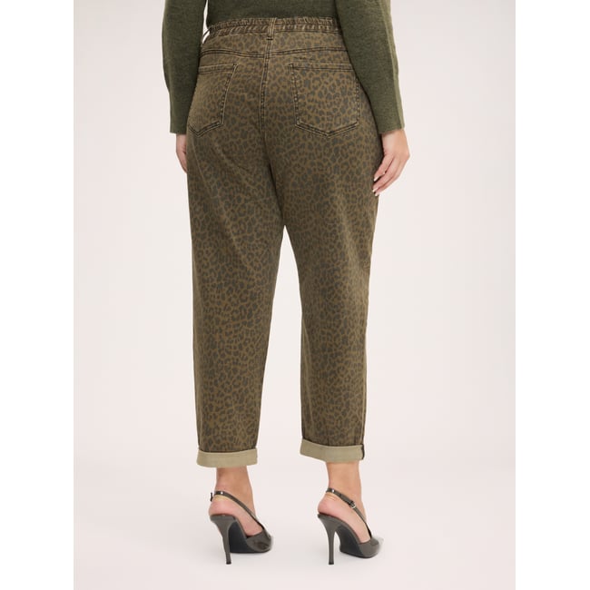 Jean Barrel imprimé animalier verde militare <span itemprop=