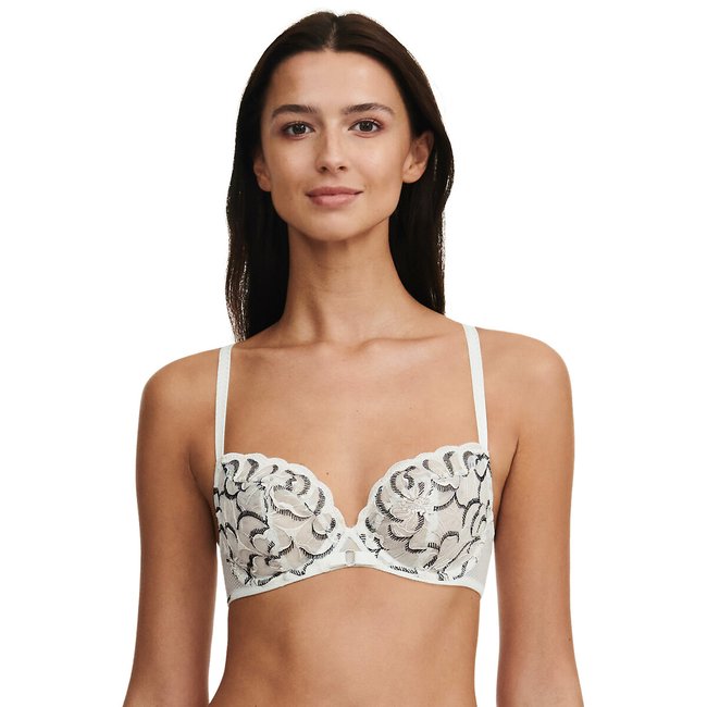 Fleurs Full Cup Bra, white/black, CHANTELLE
