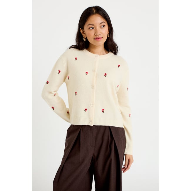 Gilet manches longues broderies col rond - CACHE CACHE