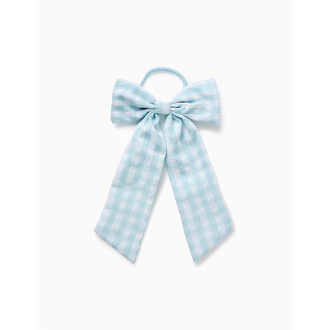 Élastique à Cheveux avec Nœud Vichy Long bleu clair <span itemprop=