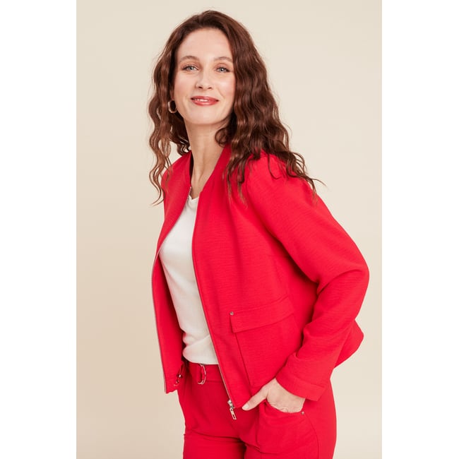 Blouson zippé 2 poches rouge <span itemprop=
