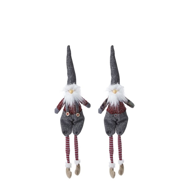 Set de 2 suspensions figurines pères noël artificielles H28 Couleur rouge et gris <span itemprop=