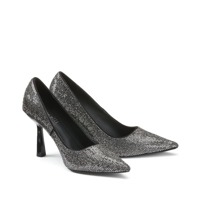 Escarpin Guess Talon Aiguille - Noir Avec Strass, Bout Ouvert - Pointure 36 - Occasion Très Bon état