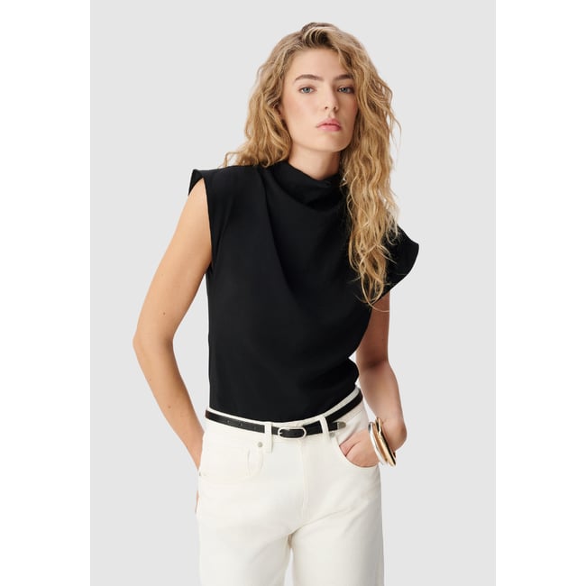 Top col montant effet bénitier noir <span itemprop=