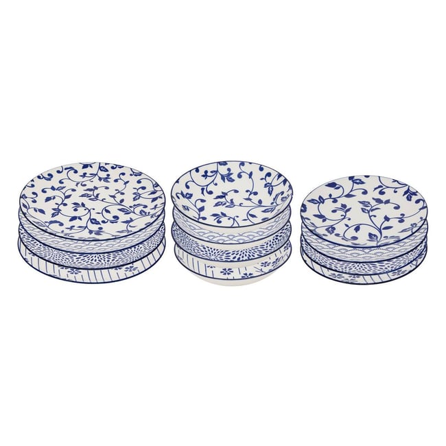 Service de table 12 pièces en porcelaine MIZU Couleur bleu encre <span itemprop=