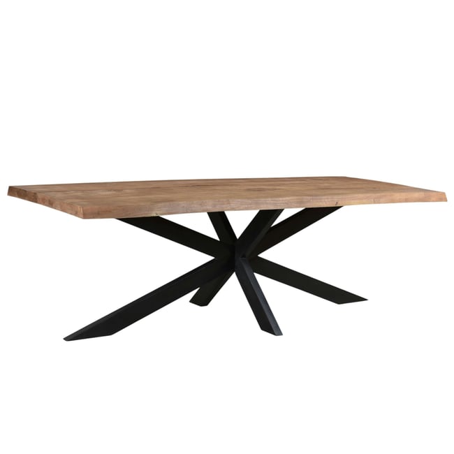 Table à manger bois pied central bords naturels 240 cm KARGO Couleur bois naturel <span itemprop=