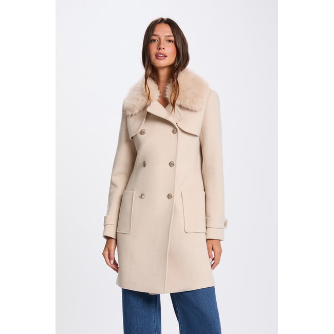 Manteau droit beige <span itemprop=