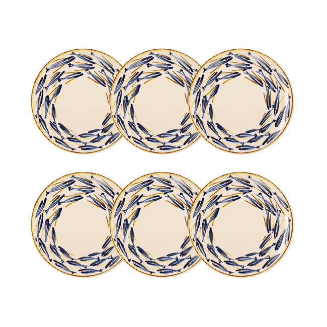 Lot de 6 assiettes plates en grès, MARIUS Couleur multicolore <span itemprop=