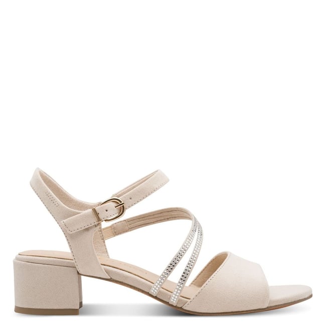 Sandale à talon vegan beige <span itemprop=