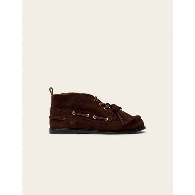 Bottines à lacets MARA suède chocolat <span itemprop=