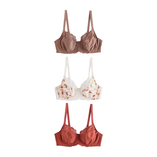 Soutiens-gorge, lot de 3 crème florale/rouille/marron <span itemprop=