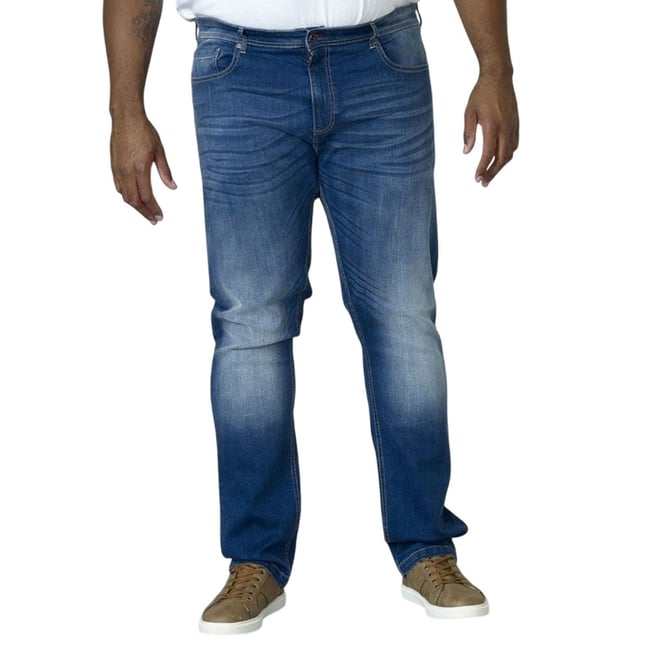 Jean AMBROSE bleu foncé délavé <span itemprop=