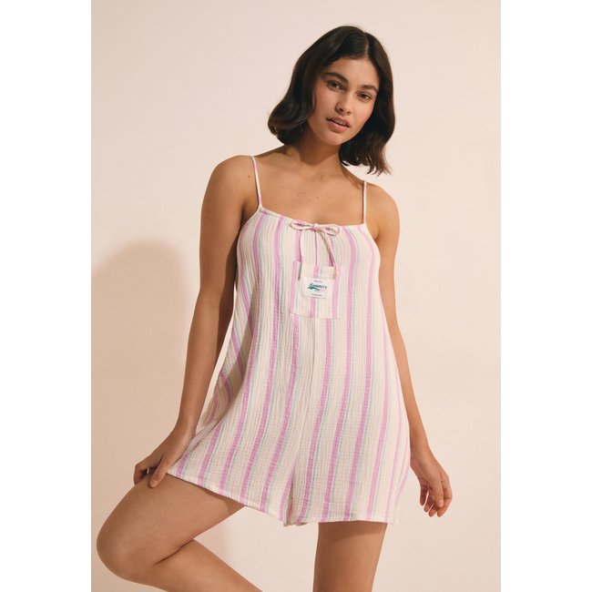 Combishort en gaze de coton ALMIA rose <span itemprop=