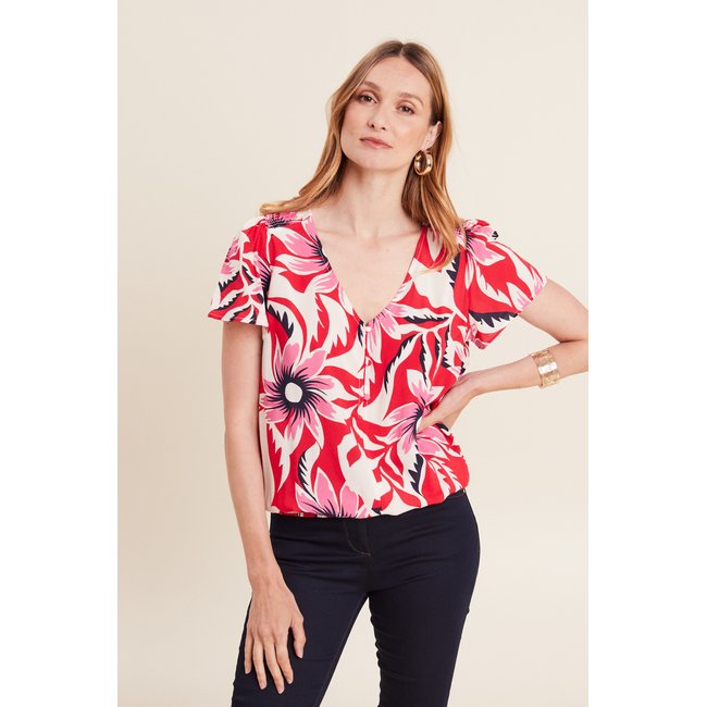 Blouse manches courtes rouge <span itemprop=