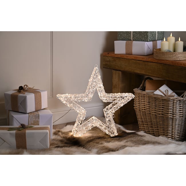 50cm Warm White LED Light Star, transparent, SO'HOME