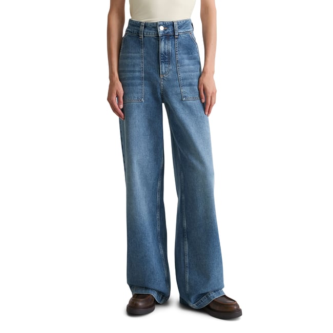 Jeans modèle Sjva large avec CIRCULOSE bleu moyen <span itemprop=