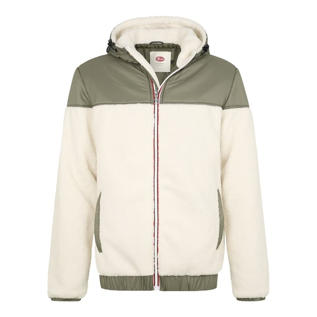 Parka à capuche vert/blanc <span itemprop=