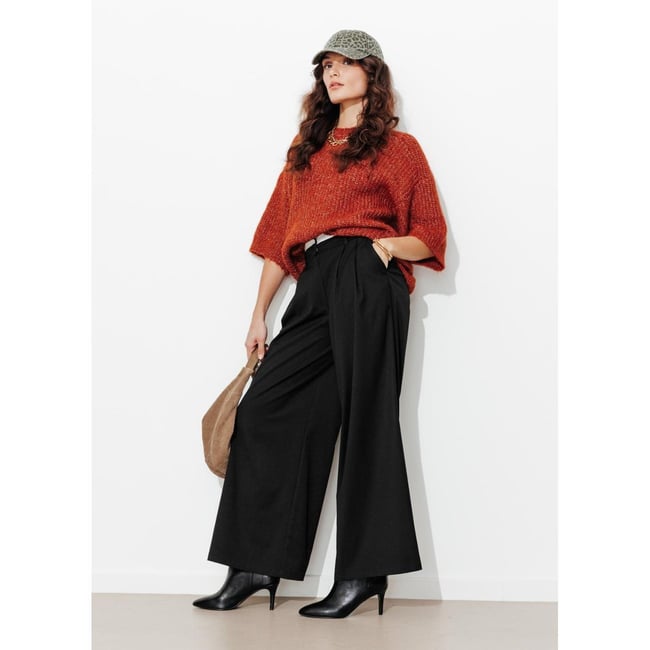Pantalon très large uni noir <span itemprop=