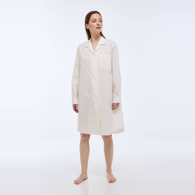 Chemise de nuit à manches longues en coton et polyamide - MONOPRIX