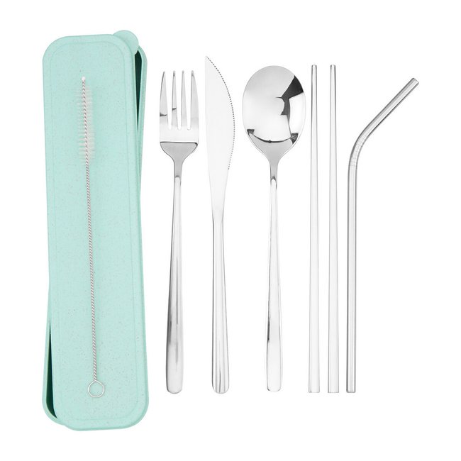 6-Piece Silver Finish Cutlery Set with Box, silver-coloured, SO'HOME