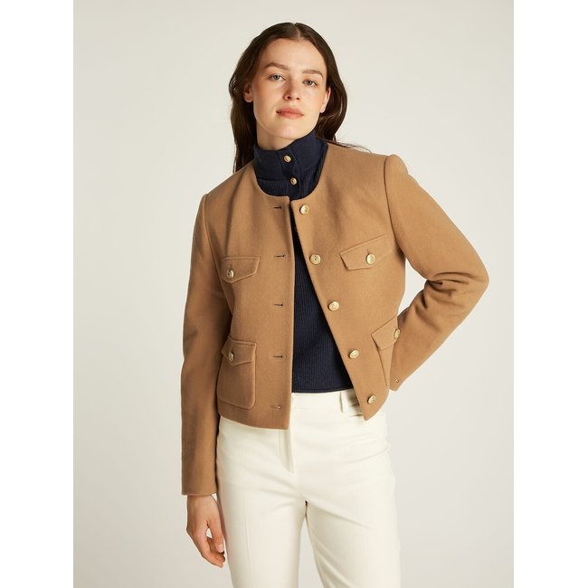 Chaqueta corta, corte recto camel <span itemprop=