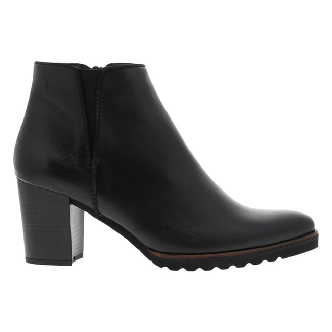 Boots en cuir noires avec semelle à talon décroché moyen et fermeture à zip noires <span itemprop=