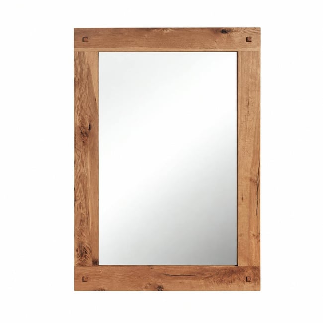 Miroir mural en bois naturel avec cadre épais - 110 cm FJORD Couleur bois naturel <span itemprop=