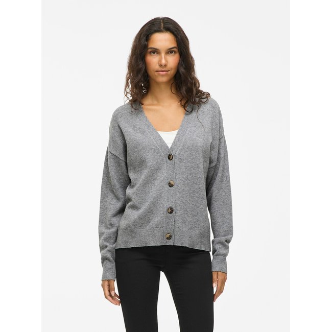 Gilet boutonné col V gris <span itemprop=