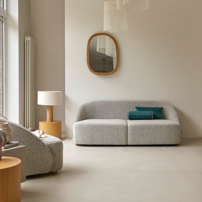 Canapé en acacia massif et tissu gris, 2 places SOREN Couleur gris <span itemprop=