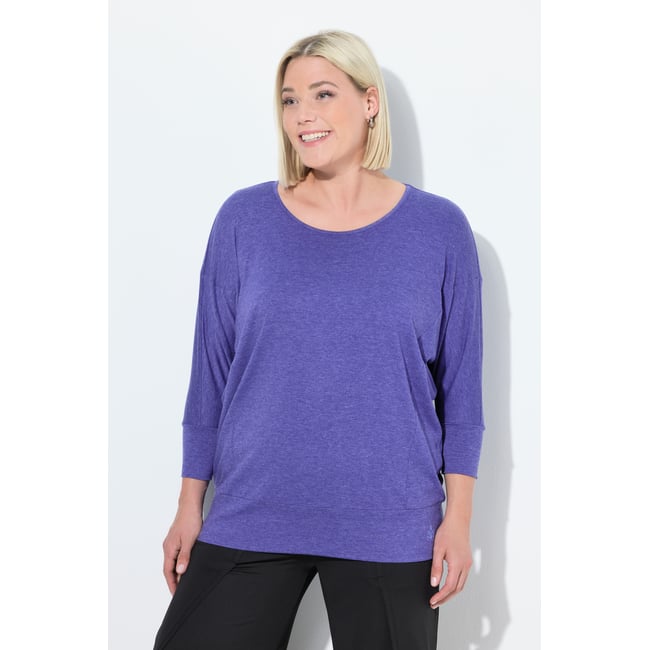 T-shirt de sport oversize, encolure bateau myrtille <span itemprop=