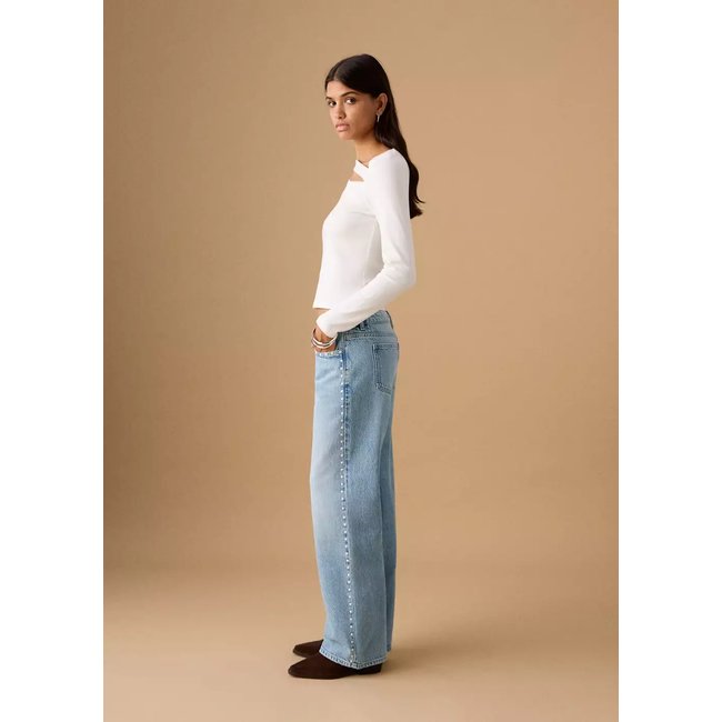 Jean droit rivets bleu moyen <span itemprop=